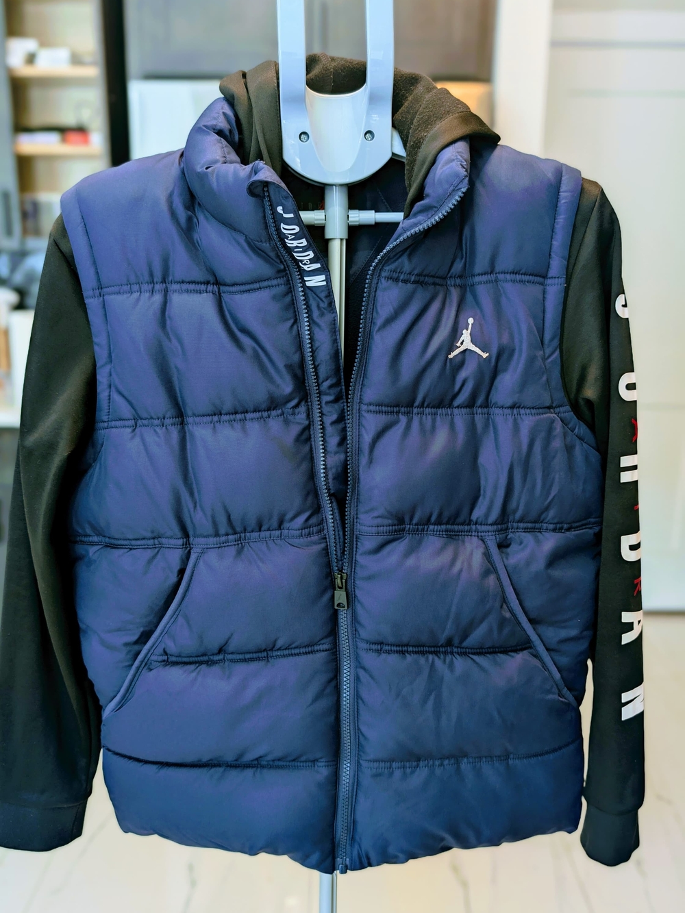 Nike Jordan Navy Blue/Black Hybrid Puffer Jacket - Youth XL